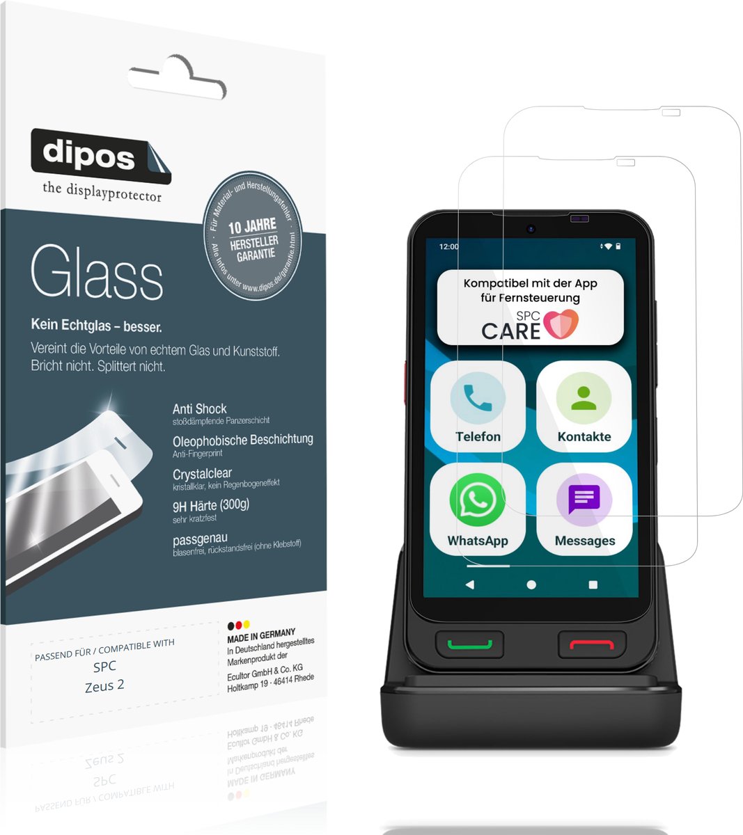 dipos – 2x Pantserfolie geschikt voor SPC Zeus 2 | 9H Screenprotector