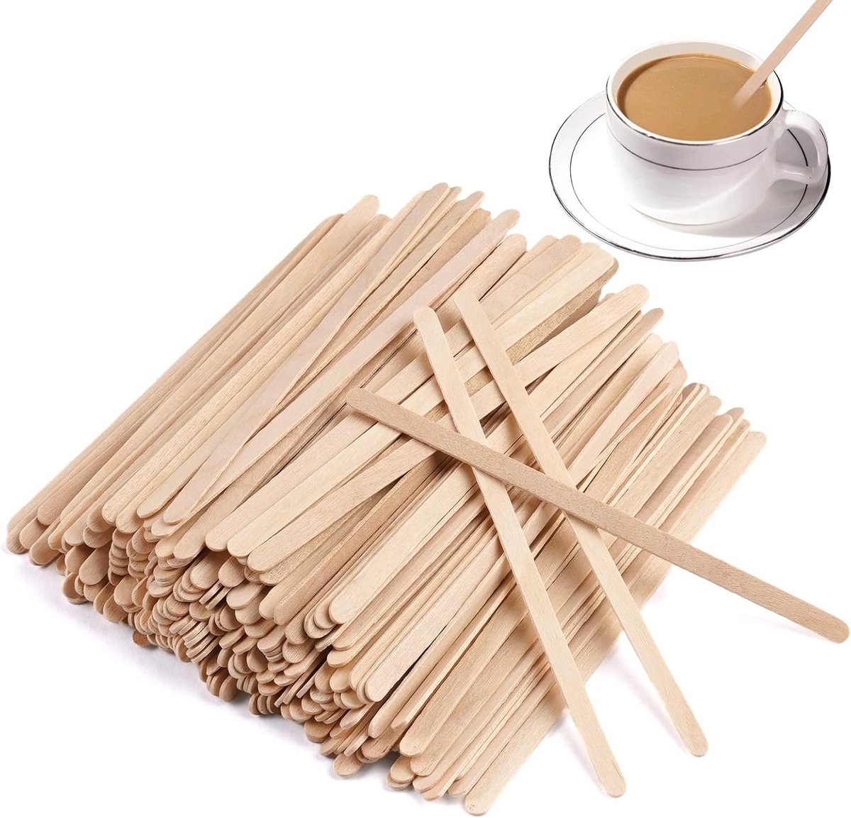 200 Stuks Houten Roerstaafjes 11 x 0,5 cm, Biologisch Afbreekbare Roerstaafjes voor Koffie en Thee, Ideaal voor Suiker, Dranken en IJscreaties