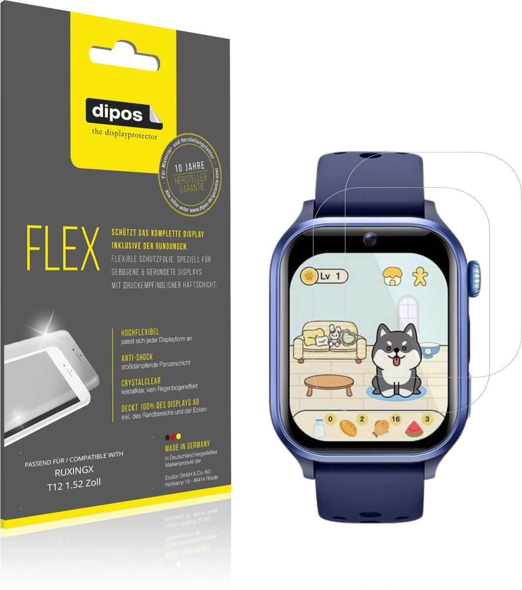 dipos – 2x Beschermfolie geschikt voor RUXINGX T12 1.52 Zoll | 3D Full Cover Screenprotector | 100% Passend
