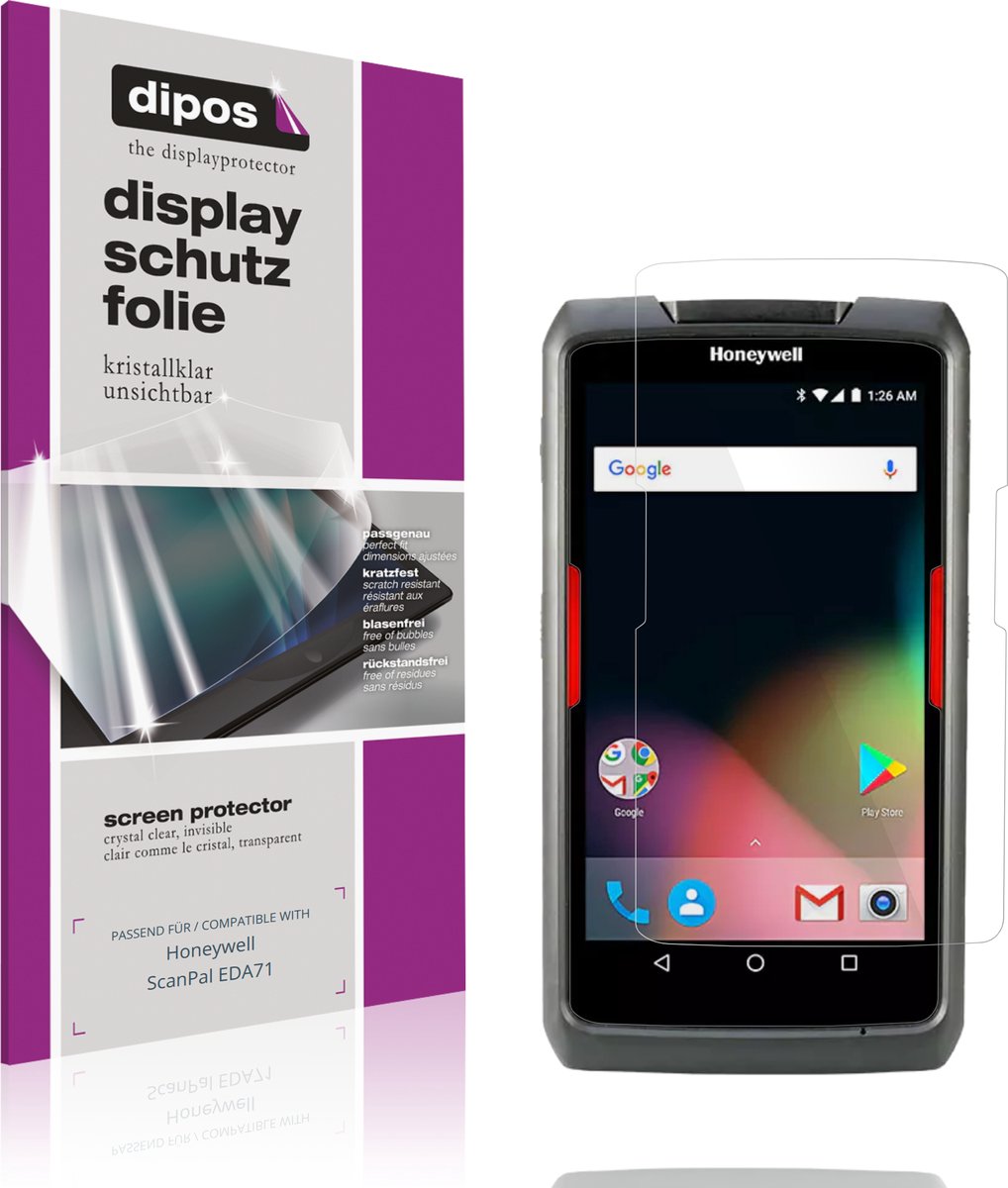 dipos – 4x Beschermfolie geschikt voor Honeywell ScanPal EDA71 | Krasbestendige & heldere Screenprotector Ultra-Thin