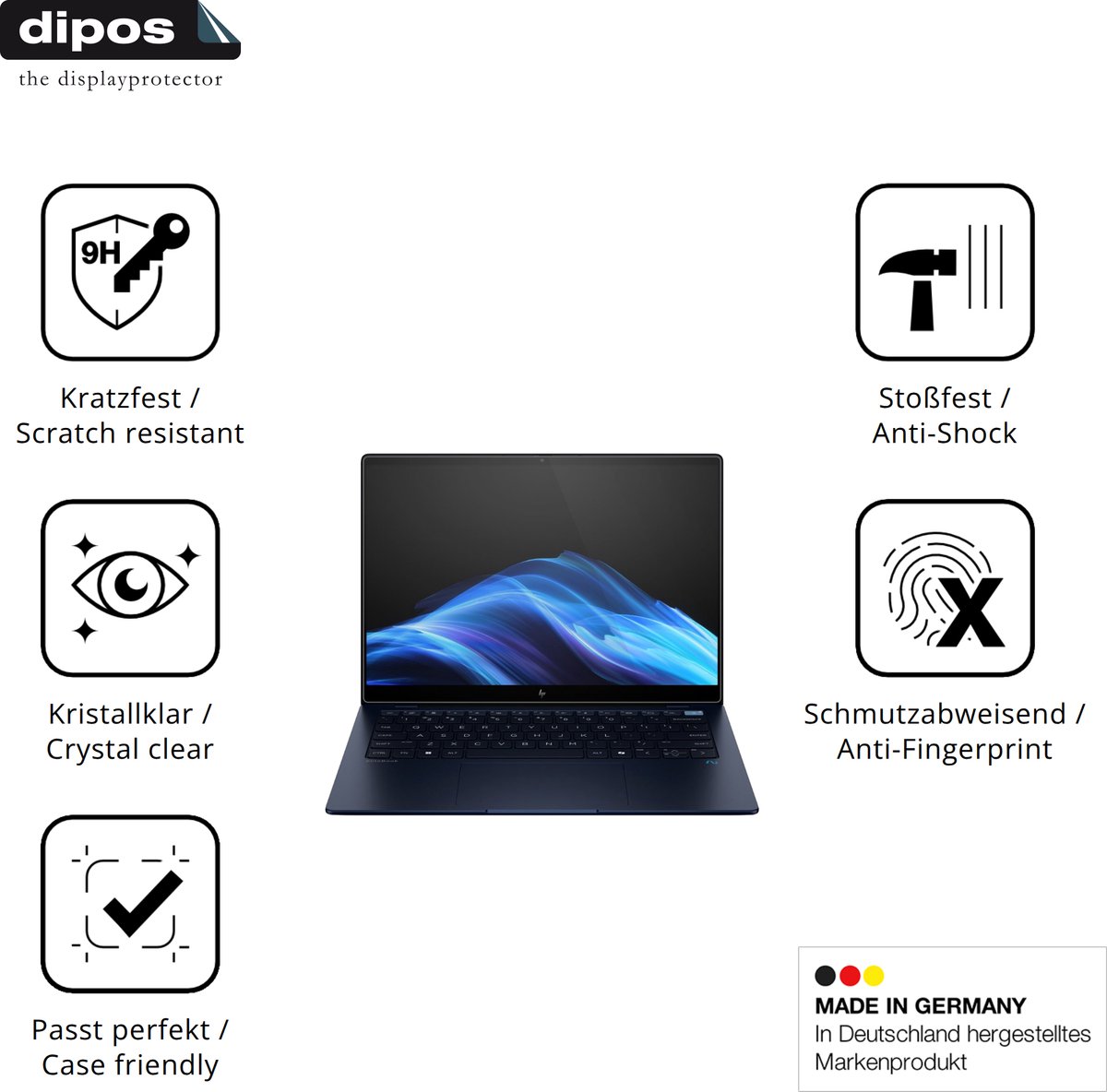 dipos – 2x Pantserfolie geschikt voor HP EliteBook Ultra G1q 14 Zoll | 9H Screenprotector