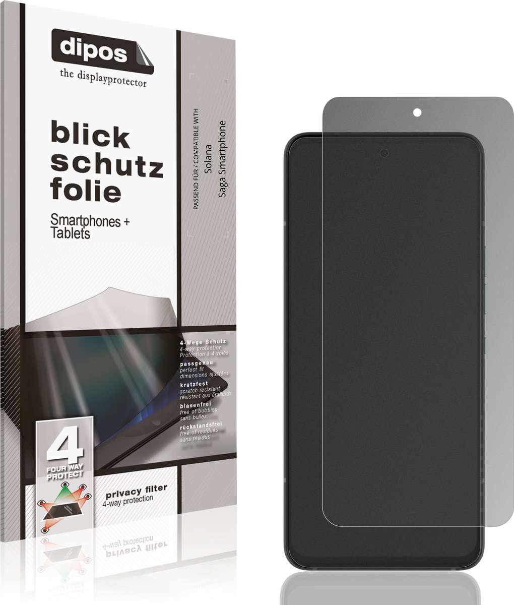 dipos – Matte Privacy Screenprotector geschikt voor Solana Saga Smartphone | Anti-Spy Beschermfolie