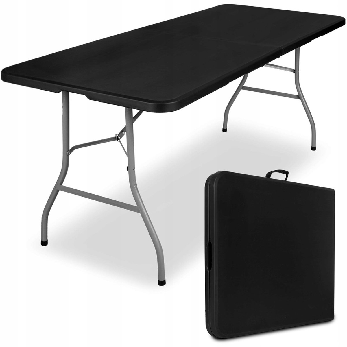 Campingtafel Klaptafel - Inklapbare tafel - Opvouwbare Tuintafel - Weerbestendig - Inclusief handvat - 180x70x74 (Zwart)