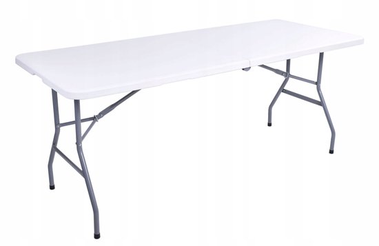 Campingtafel Klaptafel - Inklapbare tafel - Opvouwbare Tuintafel - Weerbestendig - Inclusief handvat - 180x70x74 (Wit) — afbeelding 3
