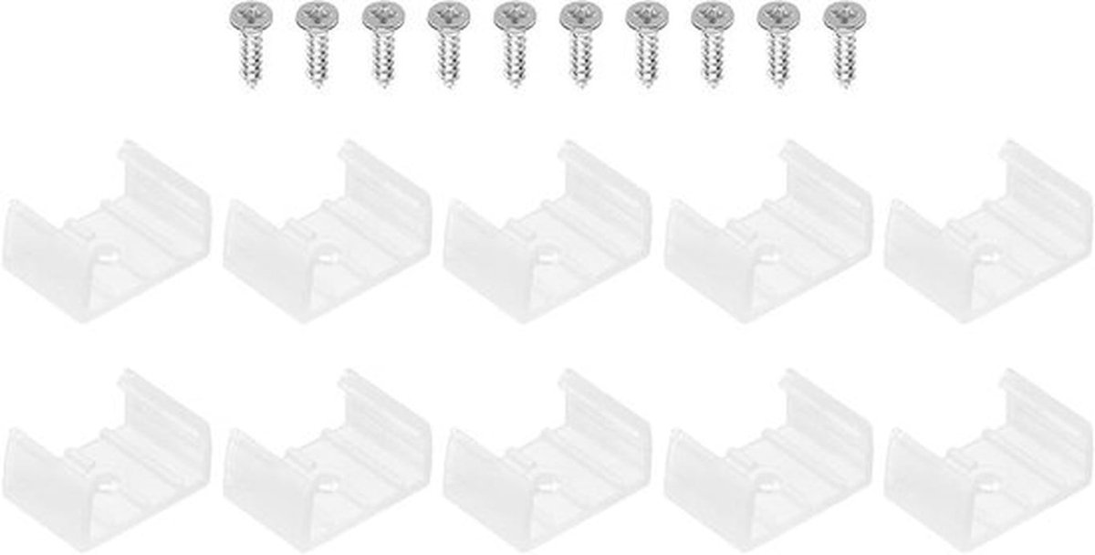 LED-stripclips - Montagebeugel - Plastic Klemhouders - Neon RGB Licht - Bevestigingsclips - Schroeven - 100 Stuks - Geschikt voor 18mm-20mm - Kabel Lint - Doorschijnend - LED Stripverlichting Montageclips met Schroeven.