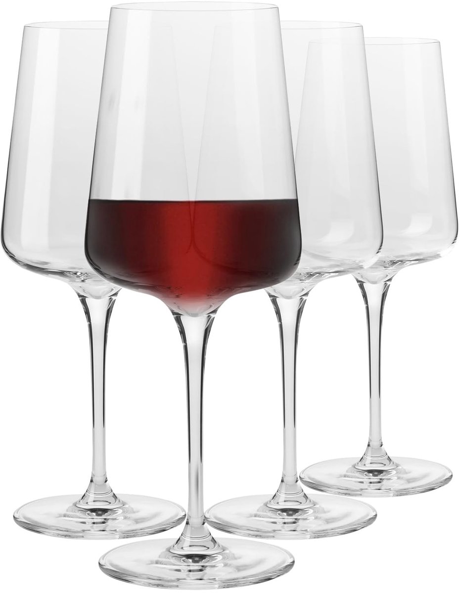 Solidchoice - Set van 4 Elegante Rode Wijnglazen van 500ml