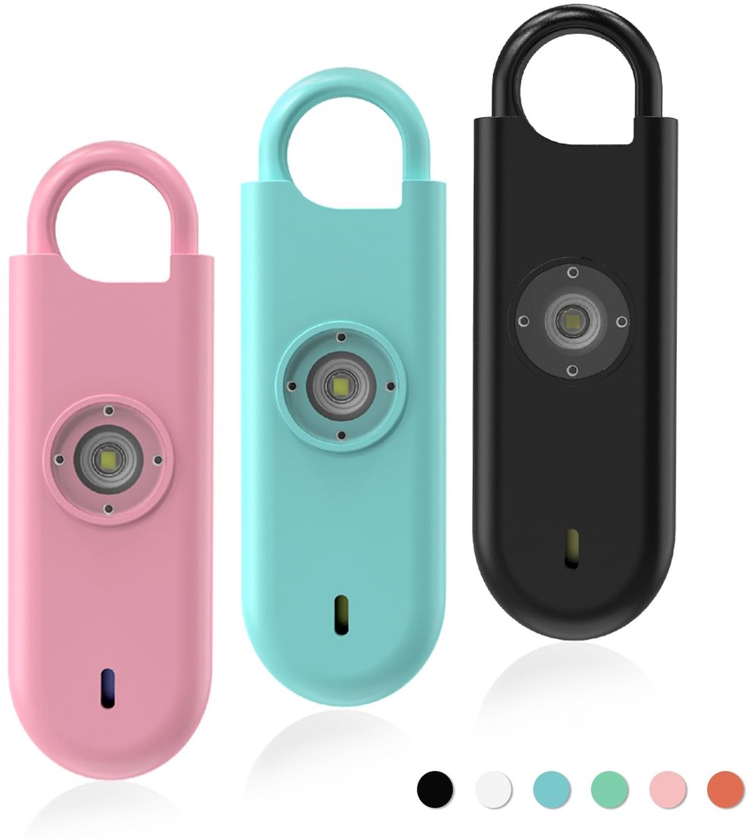 Solidchoice - 3 Stuks Persoonlijke Alarm voor Vrouwen (140DB) - Roze, Blauw, Zwart