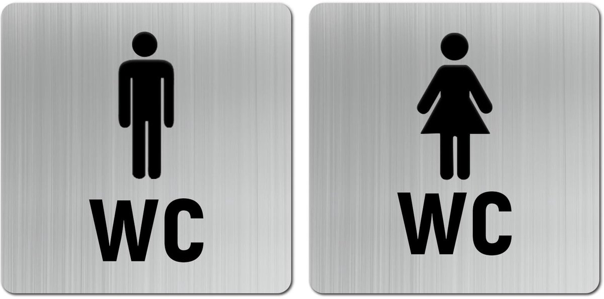 Solidchoice - Set van 2 RVS Toiletsymbolen voor Mannen en Vrouwen