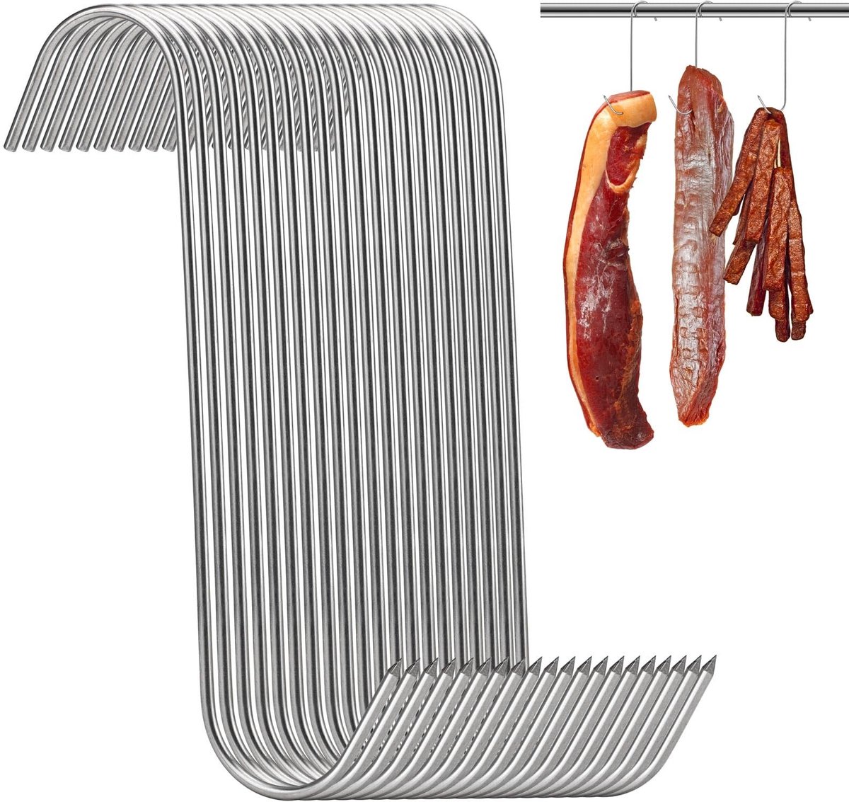 Solidchoice - Set van 20 RVS Vlees Haken voor Koken en BBQ