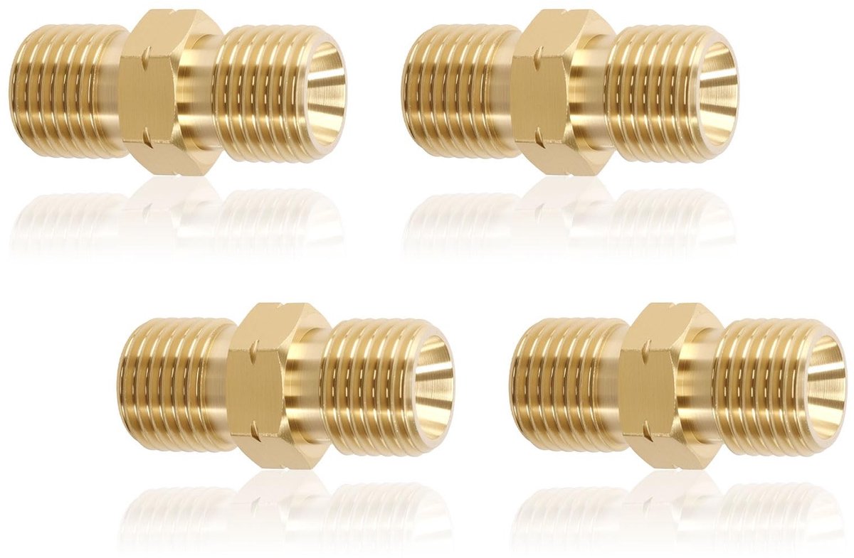 Solidchoice - Gasslangverbinder 4 Stuks 1/4'' AG Links - Messing Dubbelnippel voor Klimaatinstallaties