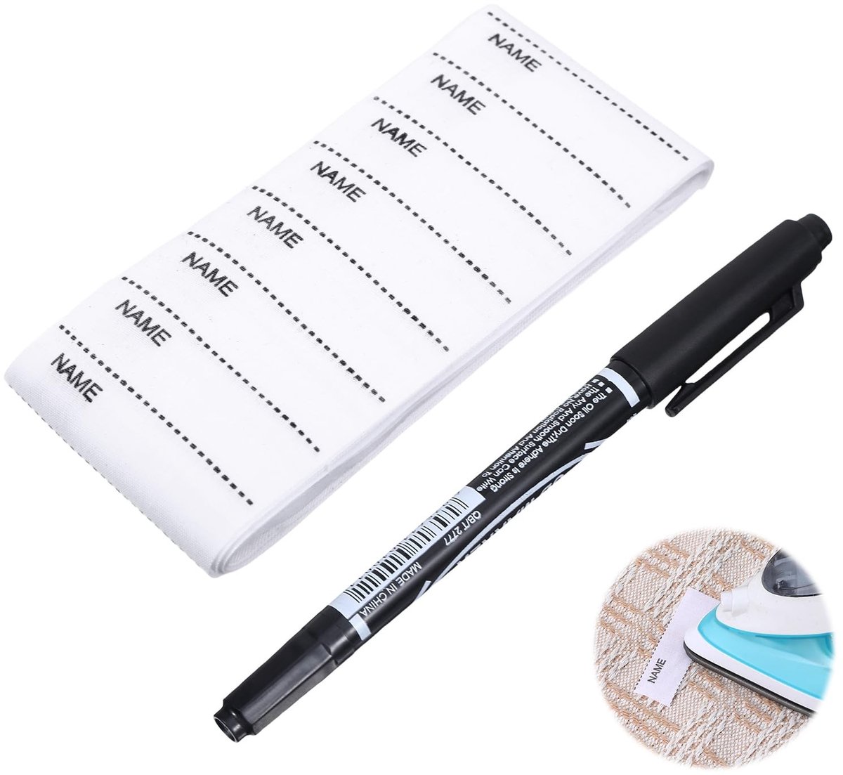 Solidchoice - Pack van 200 Kleding Naamlabels met Pen en Strijklabels