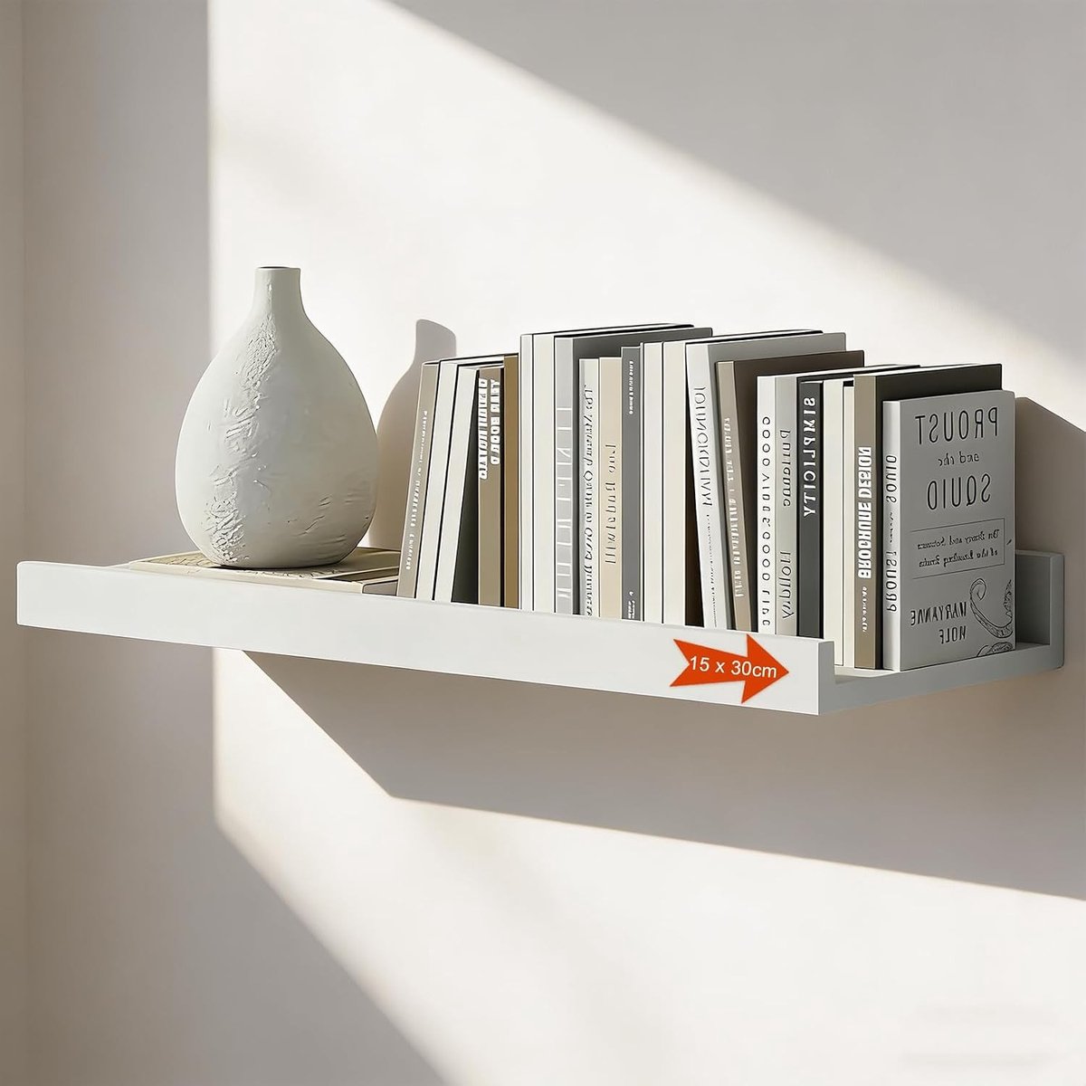 Wandplank van Hout 30 x 15 cm – Zwevende Plank van Vurenhout voor Keuken, Woonkamer en Kantoor, Ideaal voor Muurdecoratie en Opbergruimte