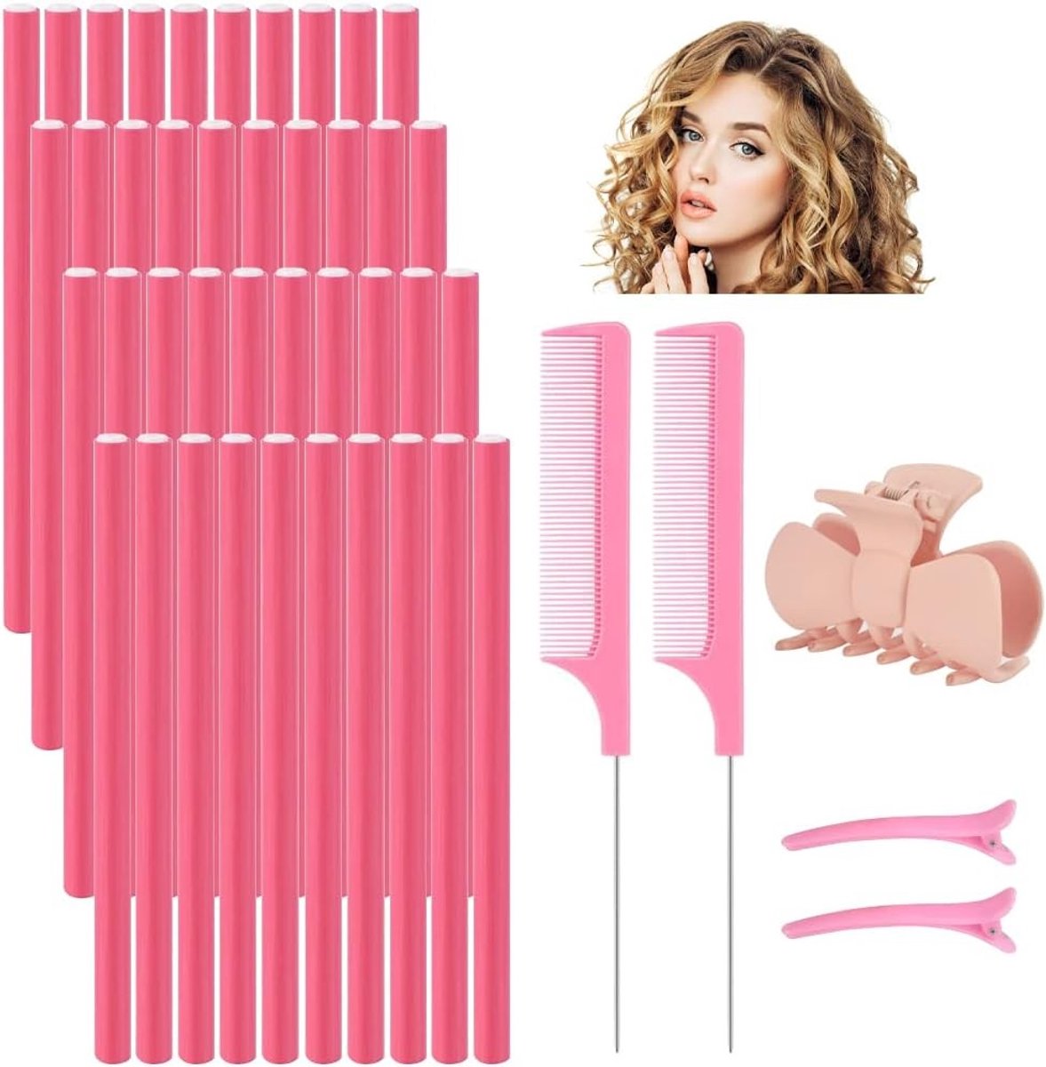 40 Stuks 9.4 Inch Papilot Curlers - Flexibele Schuimkrullers voor Zacht Haar, Perfecte Krullen en Nachtgebruik voor Vrouwen en Meisjes
