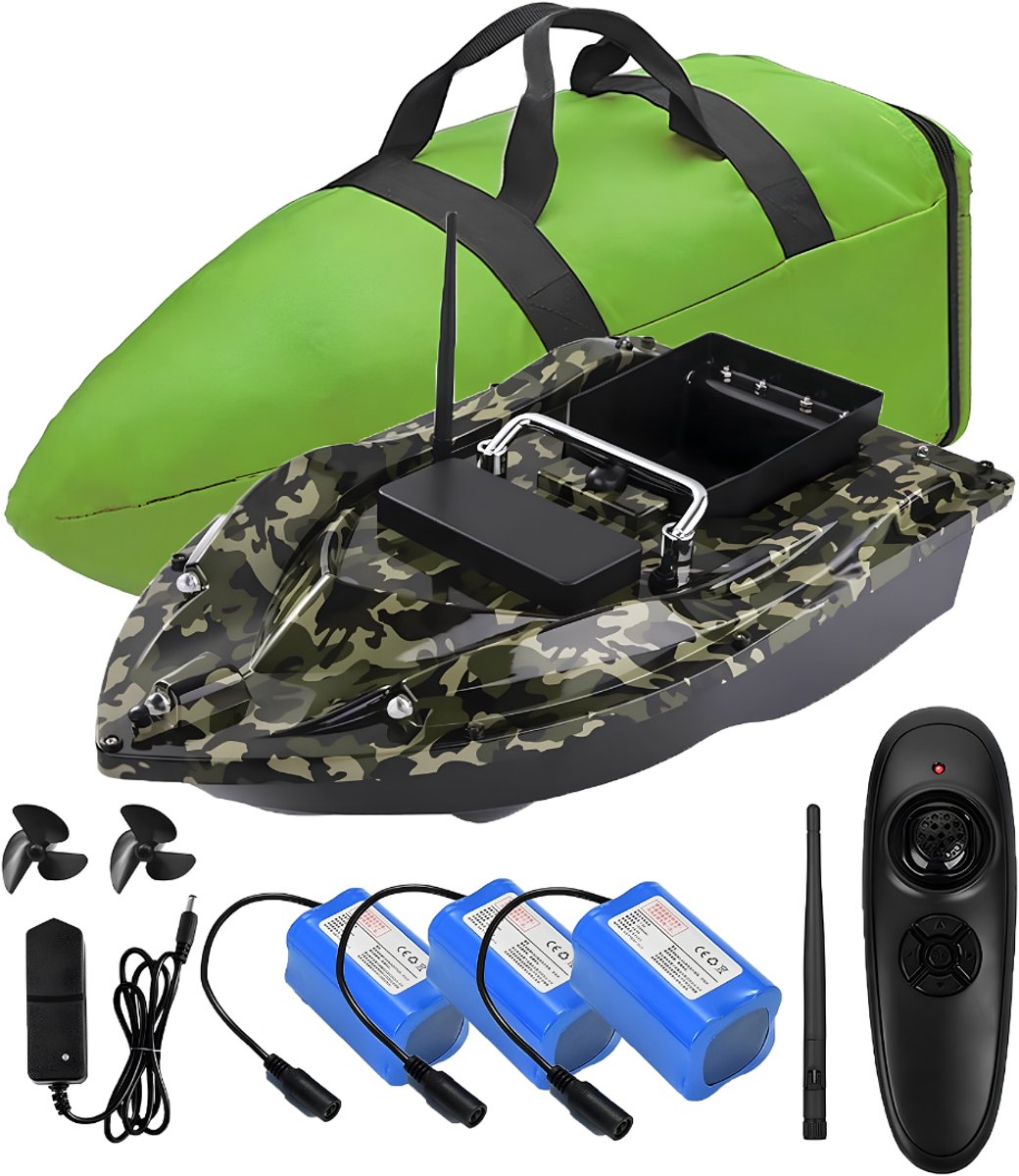Lìon® Voerboot - Afstand Bestuurbare Boot - Voerboot Karper - Legergroen - 55cm x 35cm x 30cm