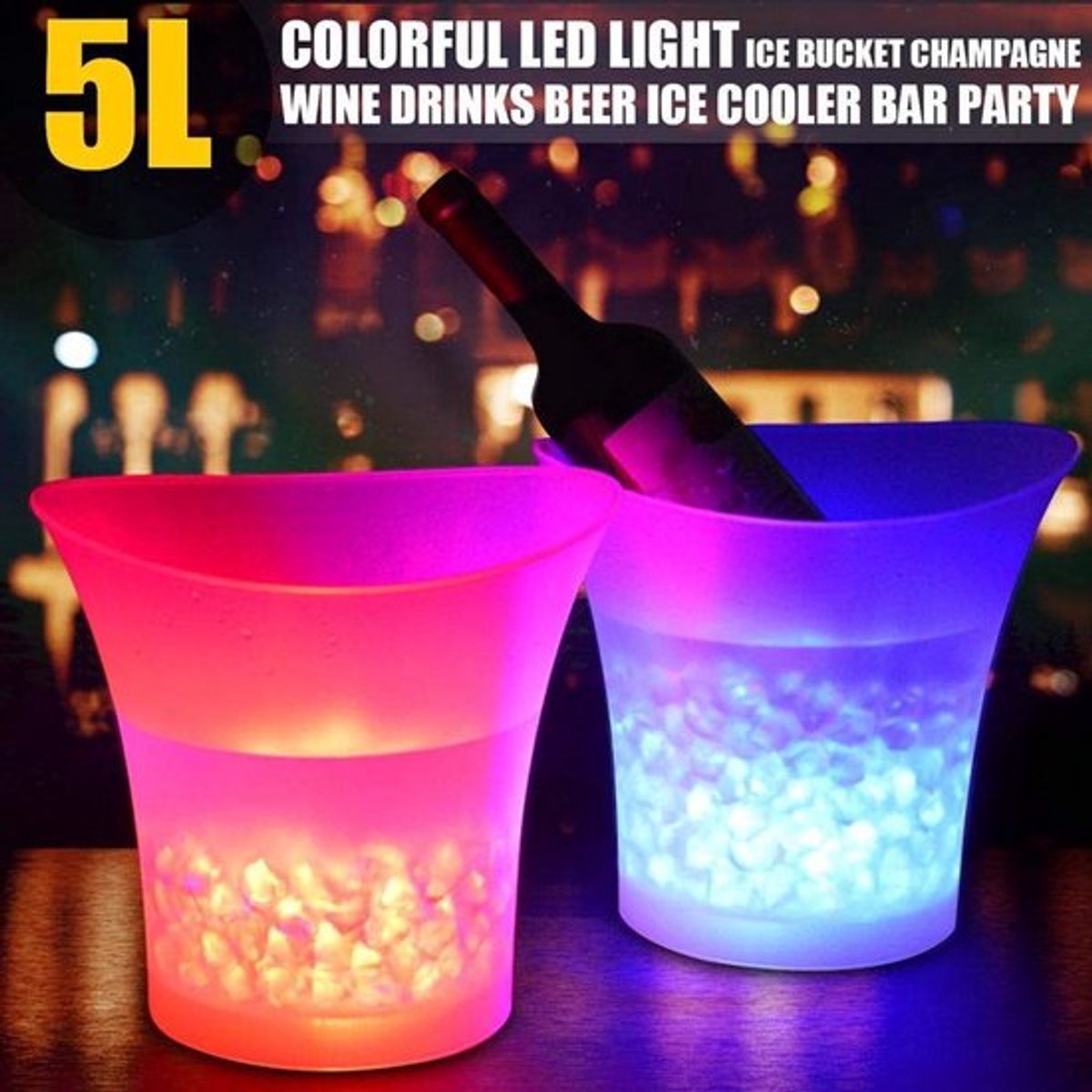IJsemmer 5 Liter - LED Champagnekoeler - Waterdicht - Lichtgewicht - Multi-kleurverandering - Stevig ontwerp