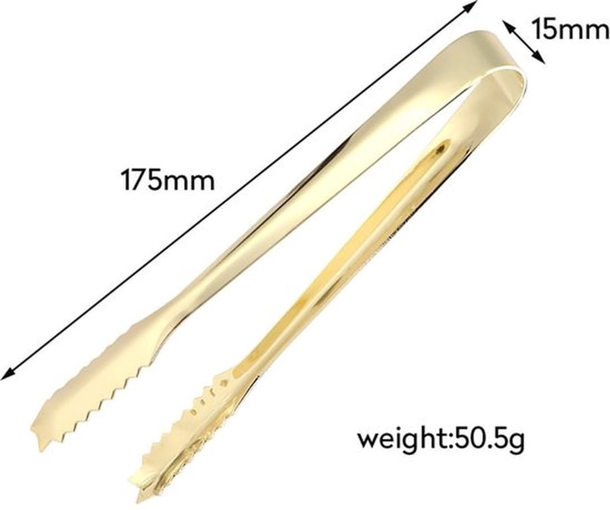 Ijstang 7 Inch - Roestvrij Staal - Duurzaam - Bar Tang - Suikerklontjes - Glanzend Zilver - Perfect voor Ijsemmer