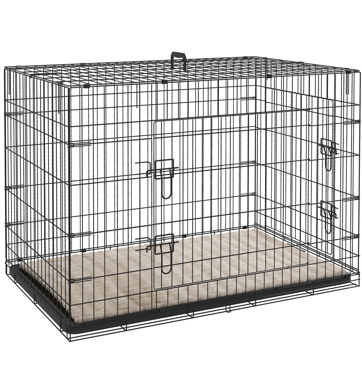 Opvouwbare hondenbench van 105 x 70 x 75 cm – transportbench voor in de auto – met handgreep – uitneembare bodemplaat – zwart