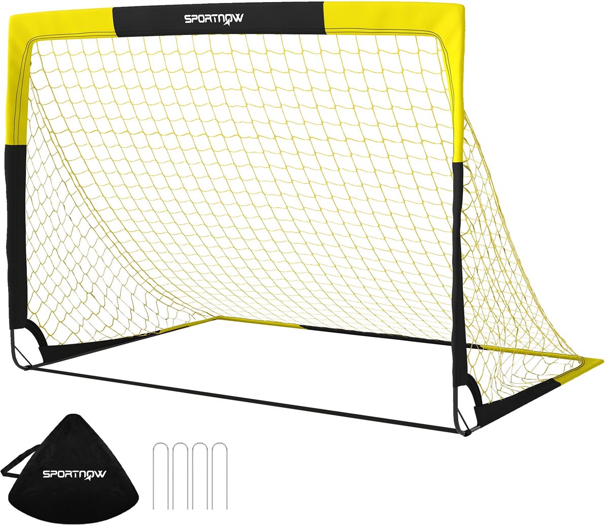 Bresht Opvouwbaar Voetbaldoel - Inclusief Draagtas & Grondpinnen - U-vormige grondpinnen - Zwart/Geel - 150 × 110 × 110 cm