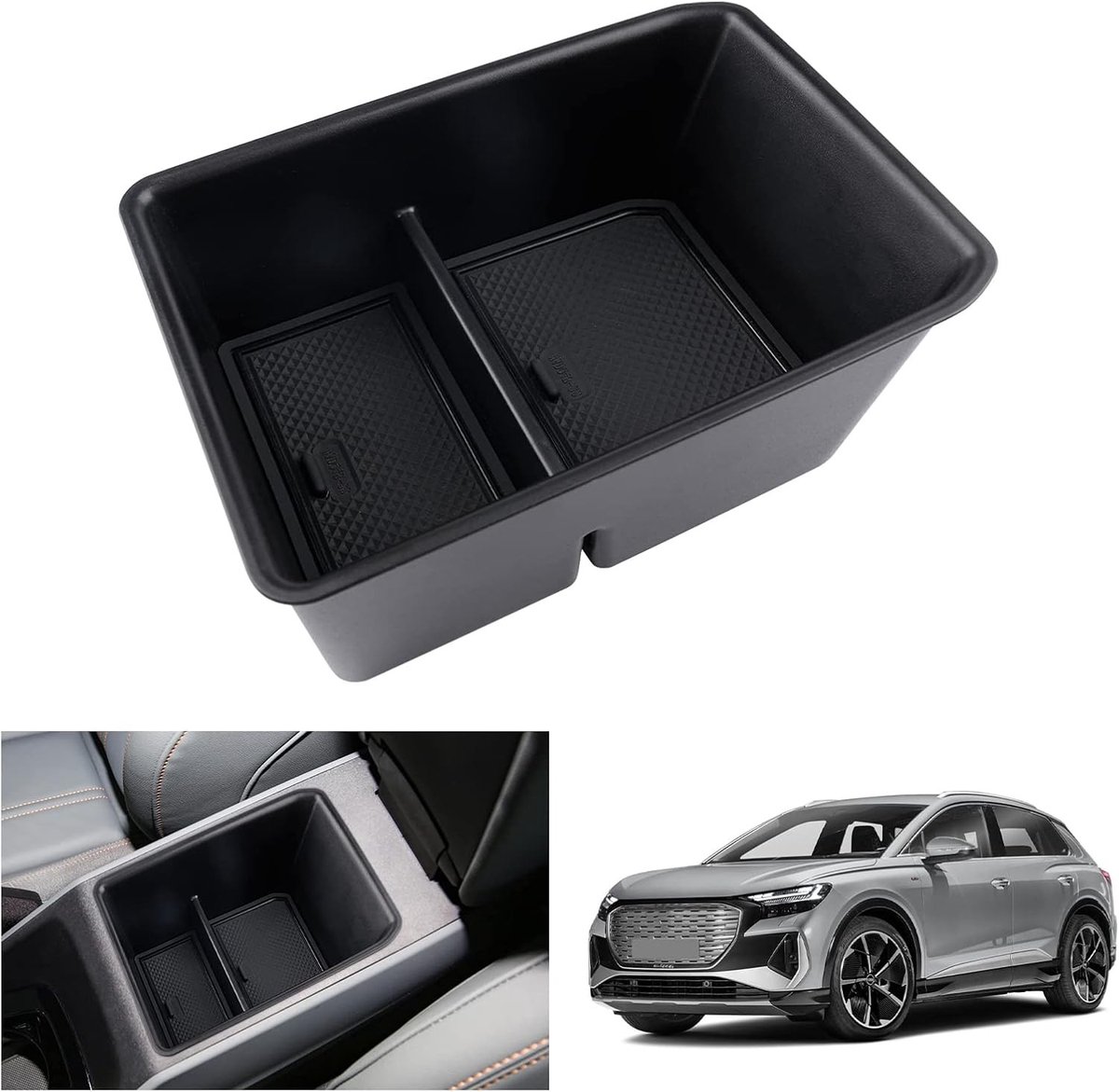 Opbergbox voor Middenconsole - Zwart - Voor Audi Q4 e-Tron Sportback 2021-2024 - Duurzaam ABS-Kunststof - Organiseer jouw Auto