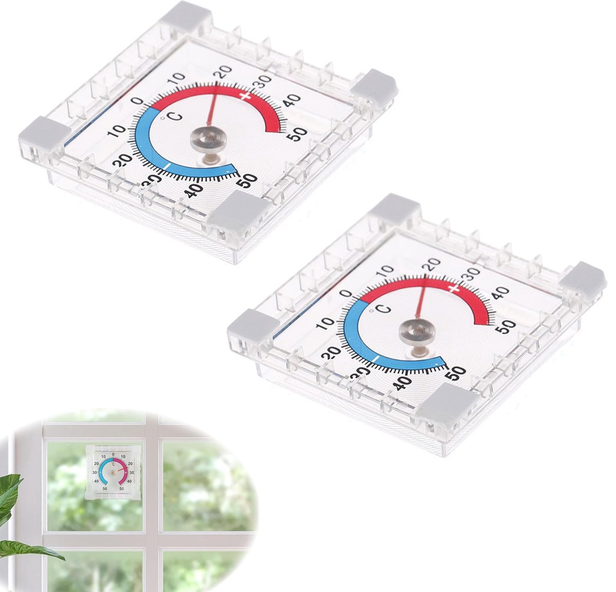 2-pack buitenthermometer voor ramen, weerbestendig, tot 50°C