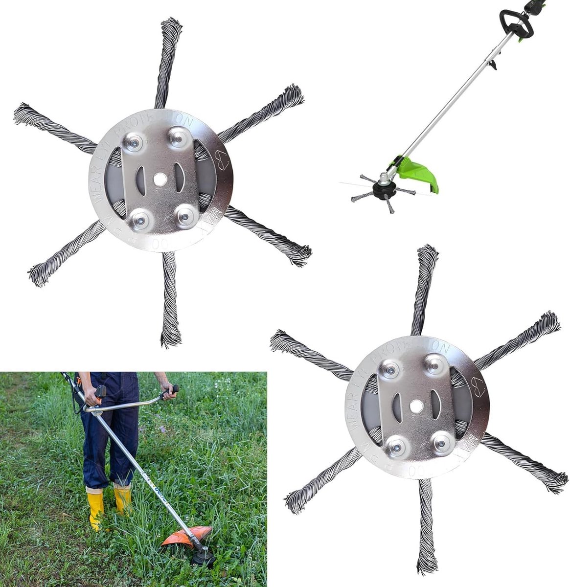 Grastrimmerkop - Zilver - 150 x 50 x 5 mm - Staaldraad Onkruidborstel - Voor Accu Grastrimmers