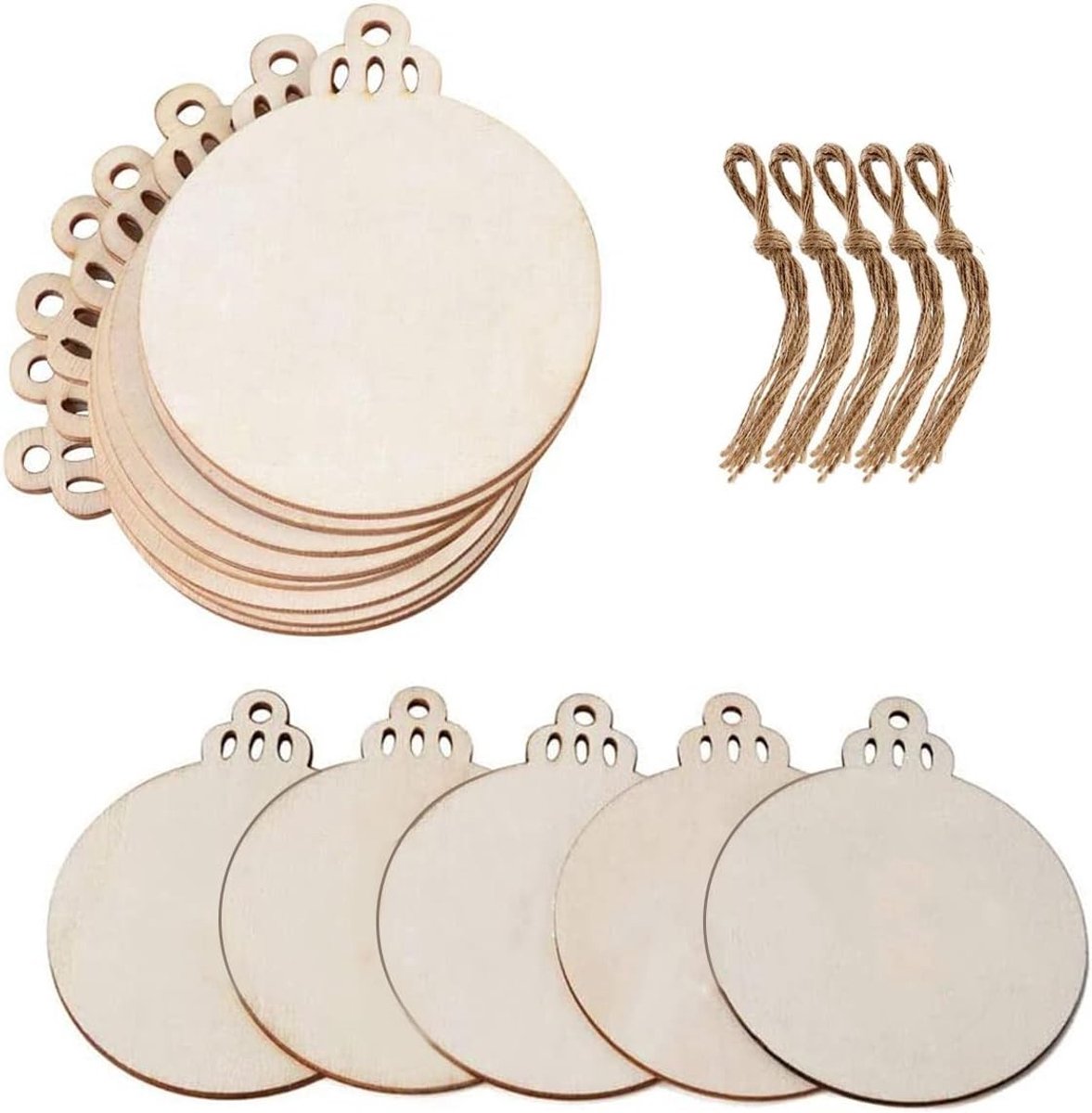 Houten Ronde Kerstballen - Natuurkleur - 73 mm - Blank Hout voor DIY Decoratie - Voor Kerstversiering en Ambachtelijke Projecten