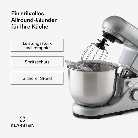Keukenmachine Mixer - Mixer Keuken - Bakken en Koken - Planetair Roersysteem - 5 Liter - Zilver — afbeelding 3