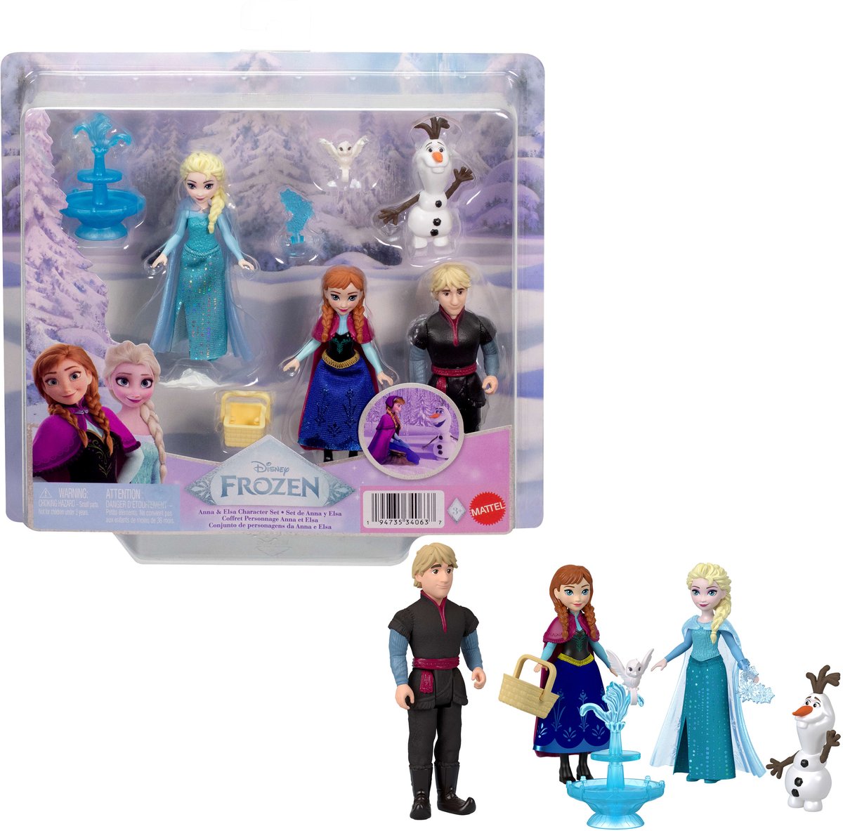 Disney Frozen Anna en Elsa Personageset - met 4 kleine poppen en 4 accessoires