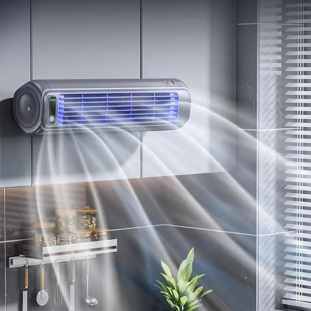 Torenventilator - Ventilator - Mobiele Aircooler - Desktop Ventilator - Mini Luchtkoeler - 2000mAh - Tafel + Muur - Stille Motor - 3 Standen - Tower Fan - Voor Woonkamer Slaapkamer en Kantoor – foto 5