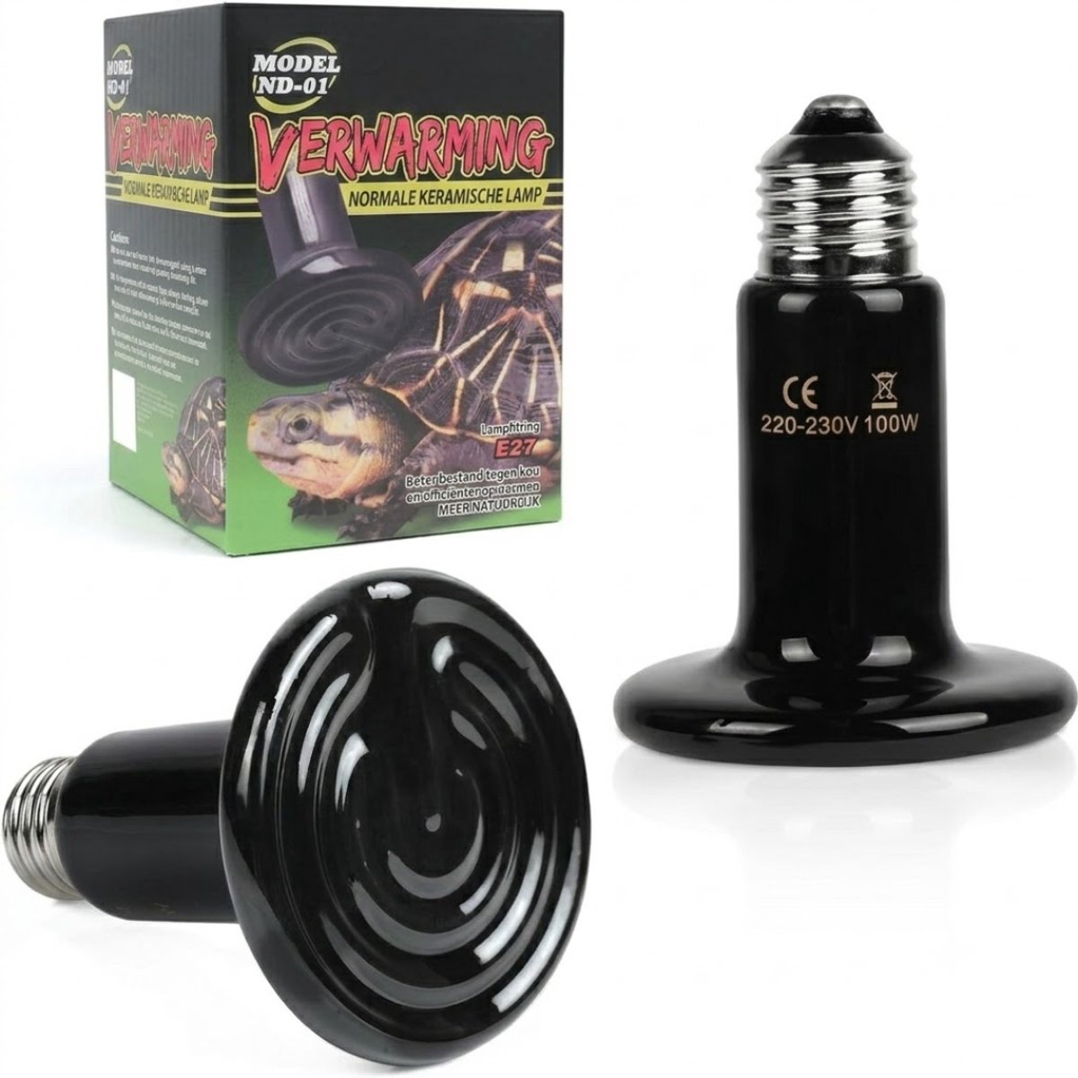 LNMsolutions® Warmtelamp - Warmtelampen - Infraroodlamp - Zwart - 8cm x 8cm x 11cm