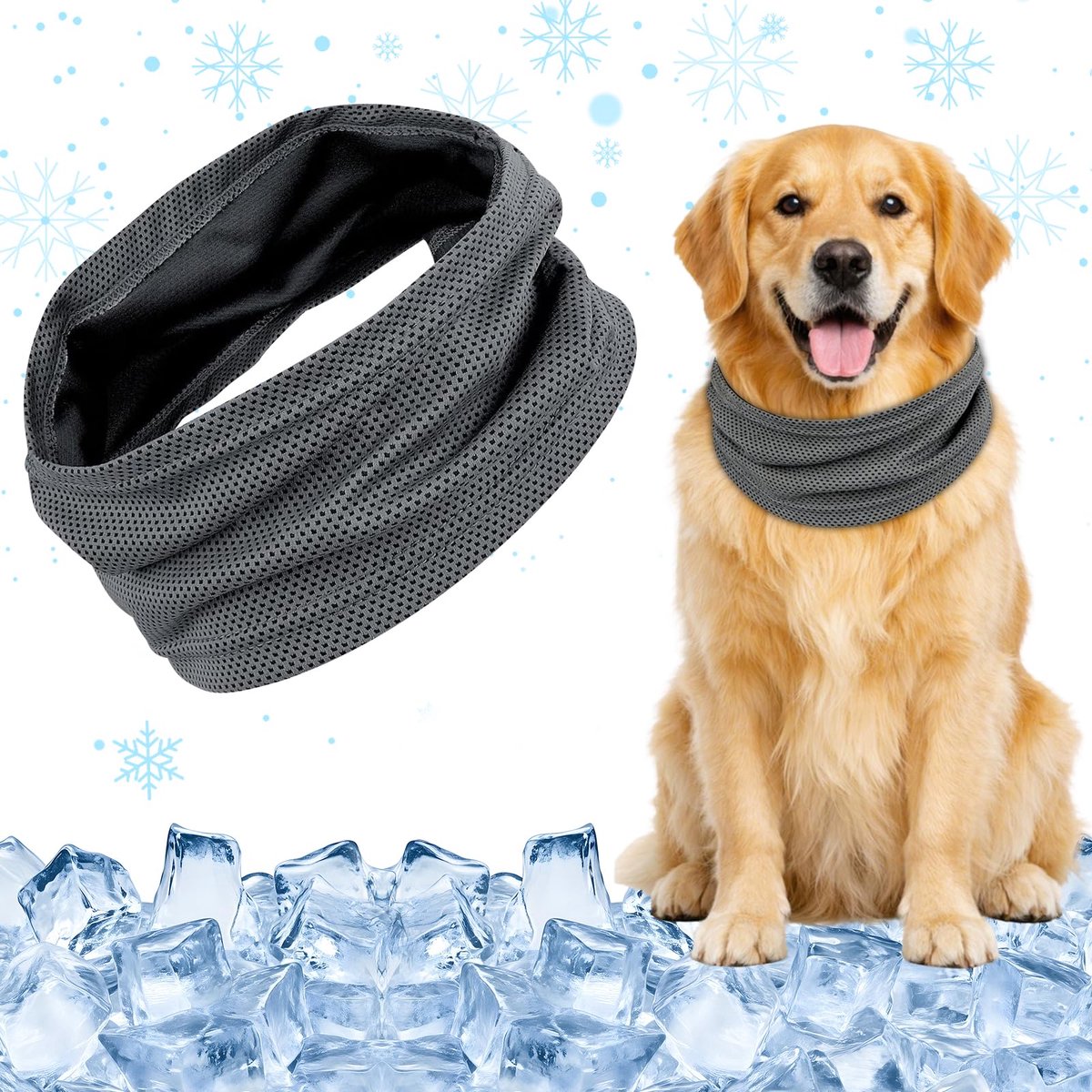 Koelhalssnoer voor honden, ademend koelbandana voor zomergebruik