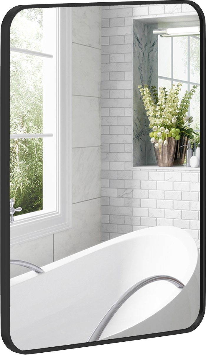 Badkamerspiegel met Metalen Frame en Ophanghaak - 80x60x2.5 cm