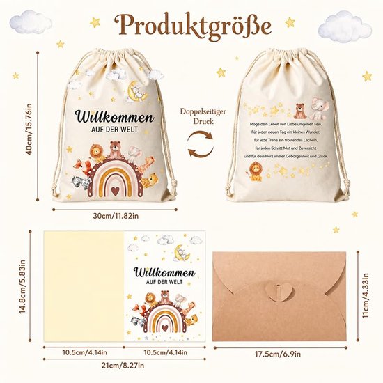 Cadeauset voor geboorte meisje met geschenktas en wenskaart — afbeelding 2