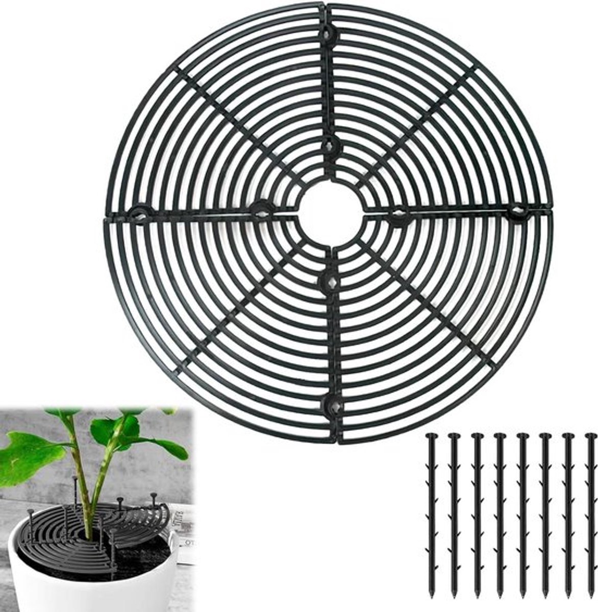 Verstelbare Plantenbeschermingsrooster voor tuinpotten - Robuust en Flexibel ontwerp - Snelle installatie - Veilig voor Kinderen en Dieren