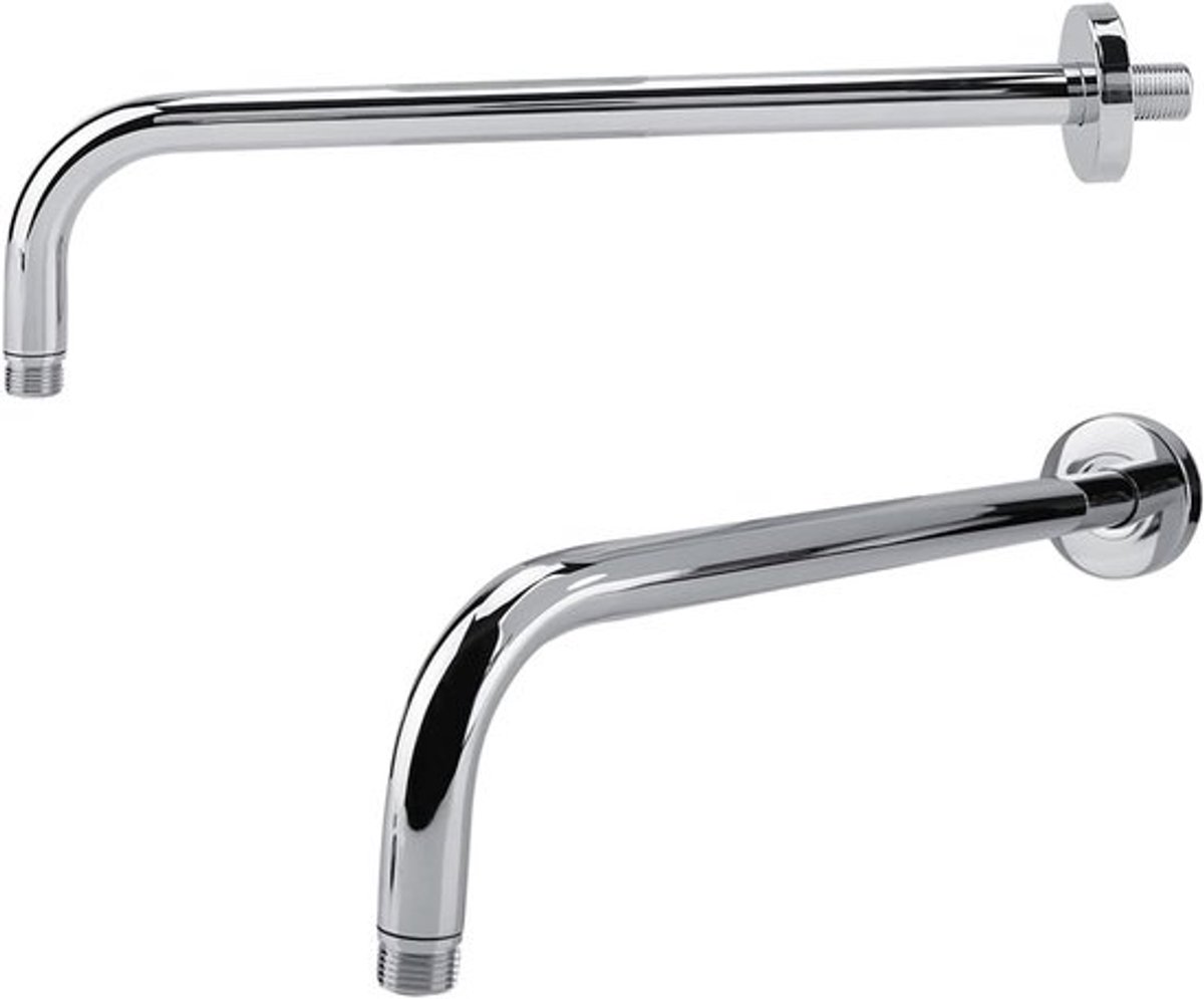 Douche-arm voor wandmontage - roestvrij staal - 43 cm - rond - extra lange douchekop met verstelbare hoek