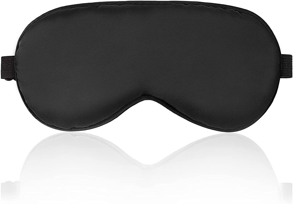 Zijdeslaapmasker, verstelbare riem, comfortabel, zacht en huidvriendelijk, zijslaper, slaapmasker, voor dames en heren, zwart