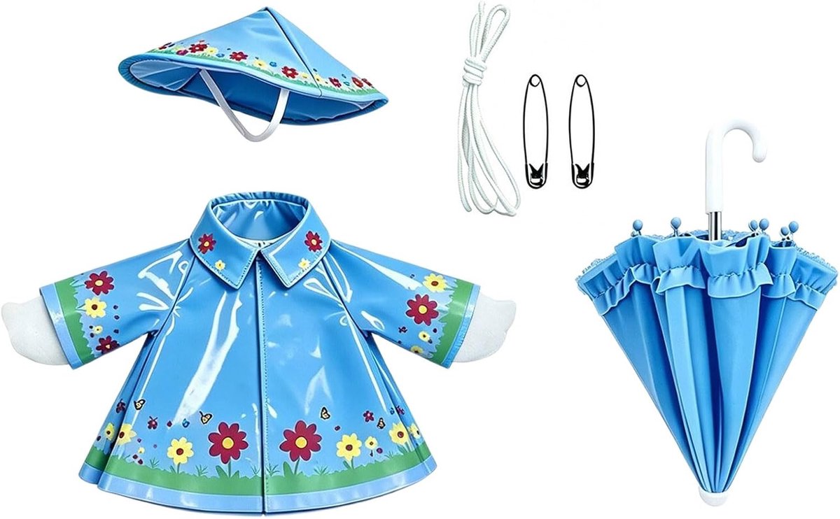 Ganzen Regenjas Outfit - Tuin Decoratie Set - Tuin Aankleden - Waterdicht Polyester - 63 cm Hoog - Multicolor