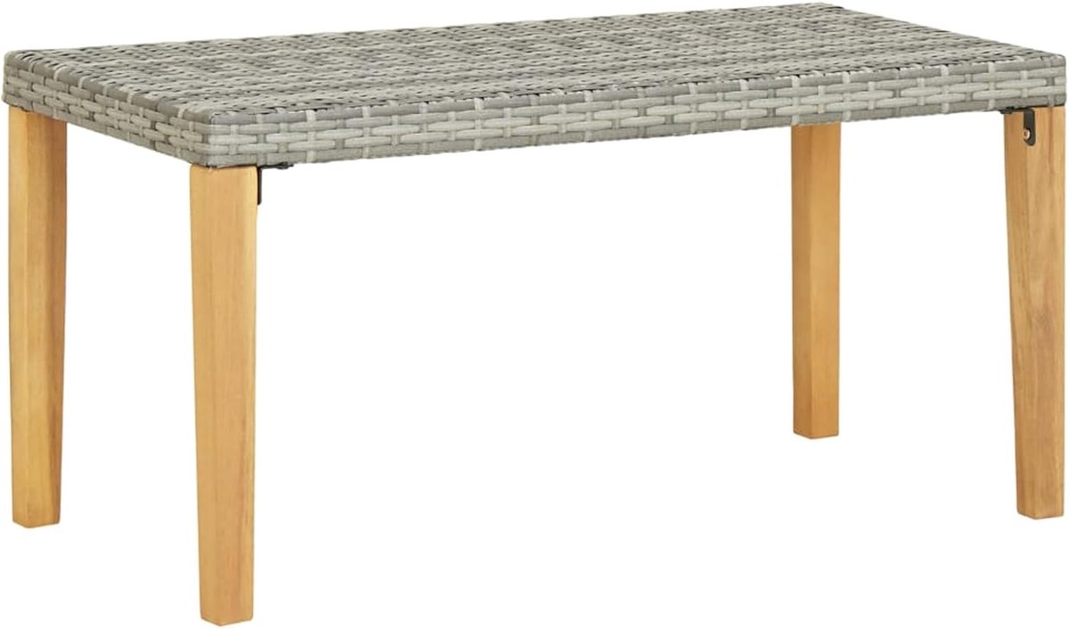 Tuinbank Polyrotan - Buitenbank Bankje - Ontspannen Buiten - Massief Houten Poten - 120 cm - Grijs