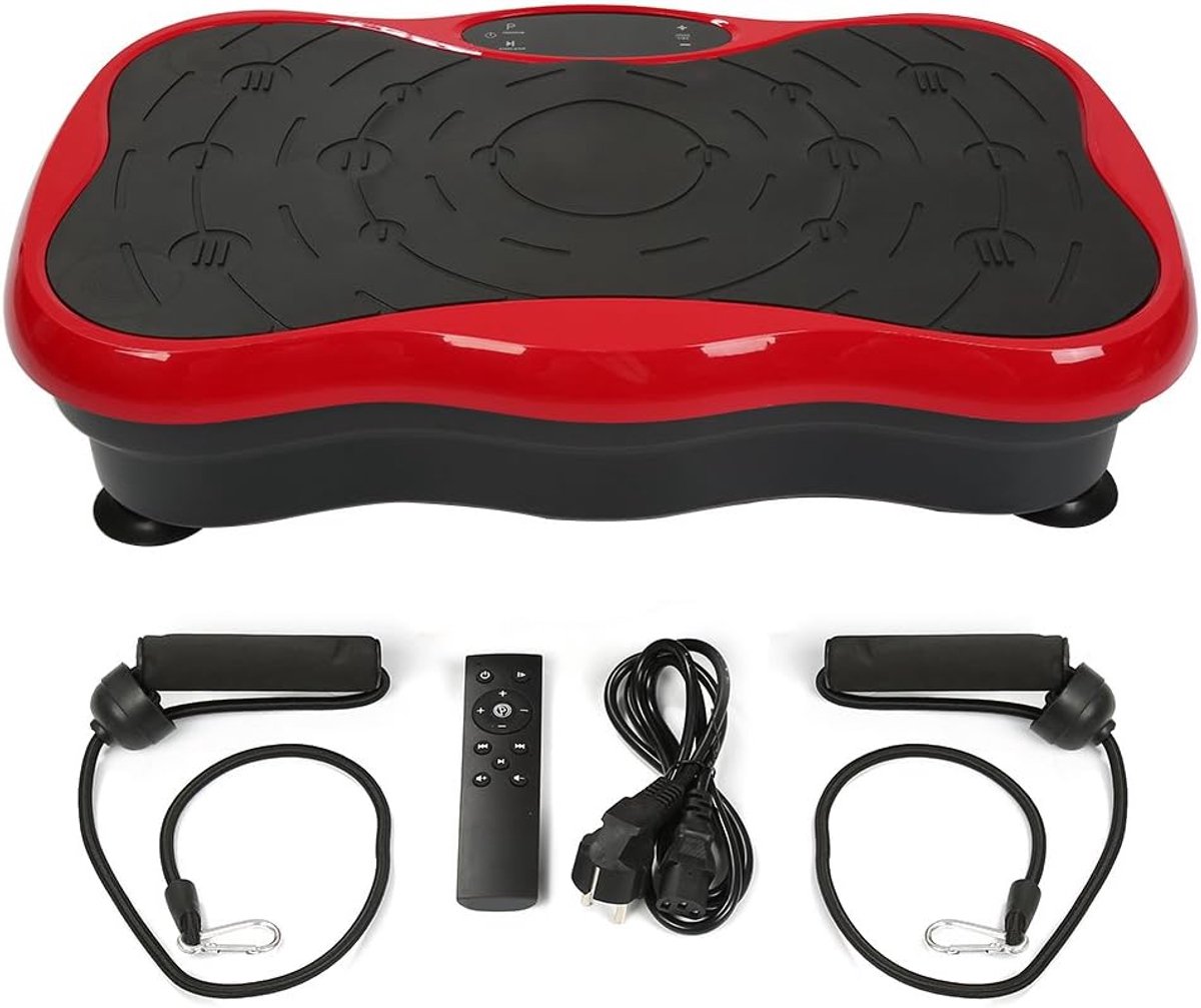Trilplaat - Vibratieplatform - Full body training - Stille motor - 53 x 35 x 12 cm - Zwart/Rood