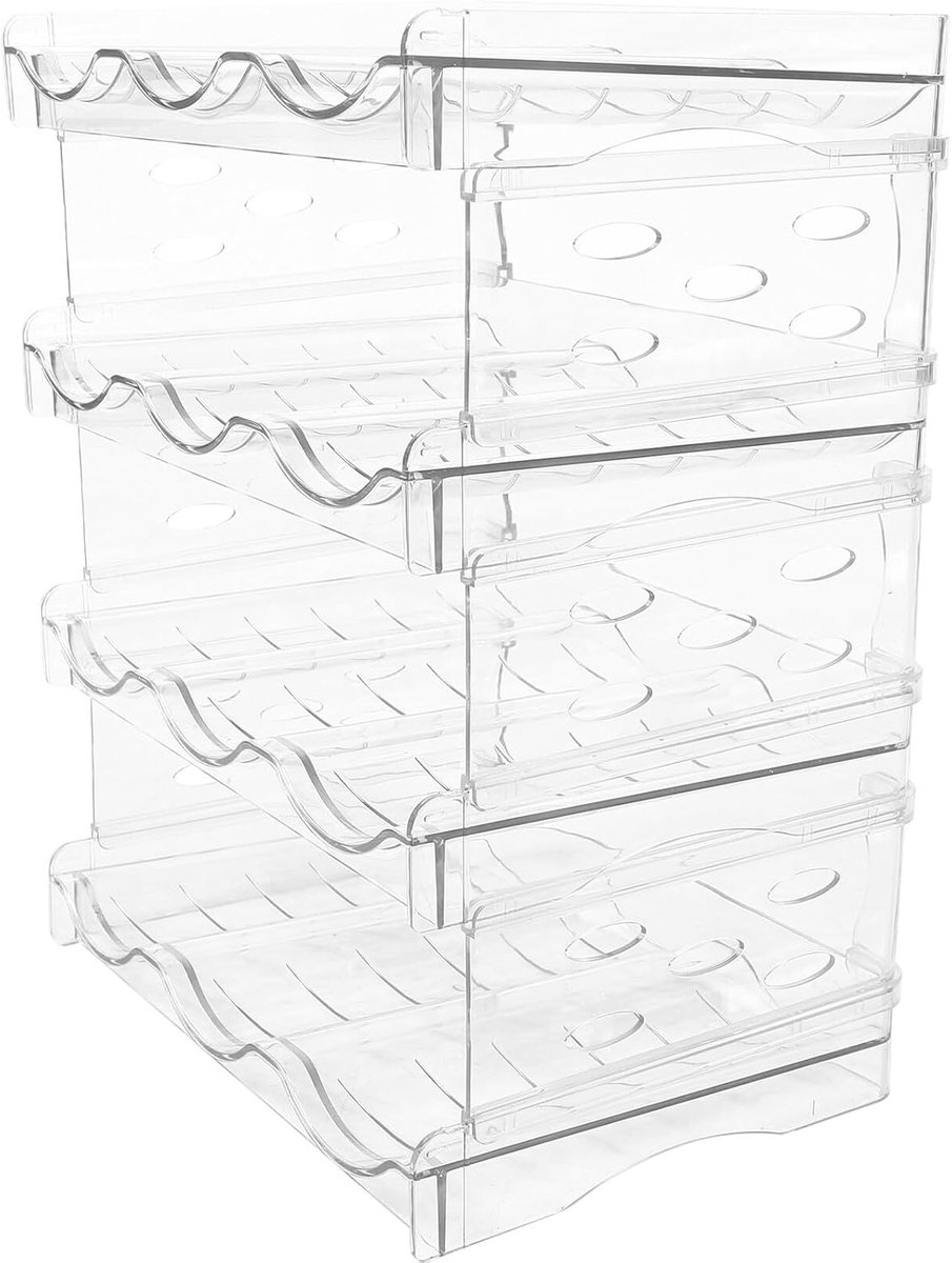 Flessenopbergrek - Drankenhouder - Ruimtebesparend opbergen - Stapelbaar ontwerp - 35.5 x 28 x 21 cm - Transparant