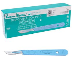 Swann Morton mesjes steriel met handvat Nummer: 10 Swann Morton - Lichtgroen / RVS - Kunststof handvat met RVS mesje - Disposable scalpels - Scalpelmesje inclusief handvat