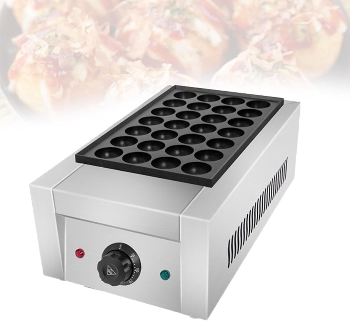 Poffertjesmaker Elektrisch - Dubbele Plaat - Professioneel Bakken - Temperatuurregeling - 52 x 30 x 20 cm - Zilver