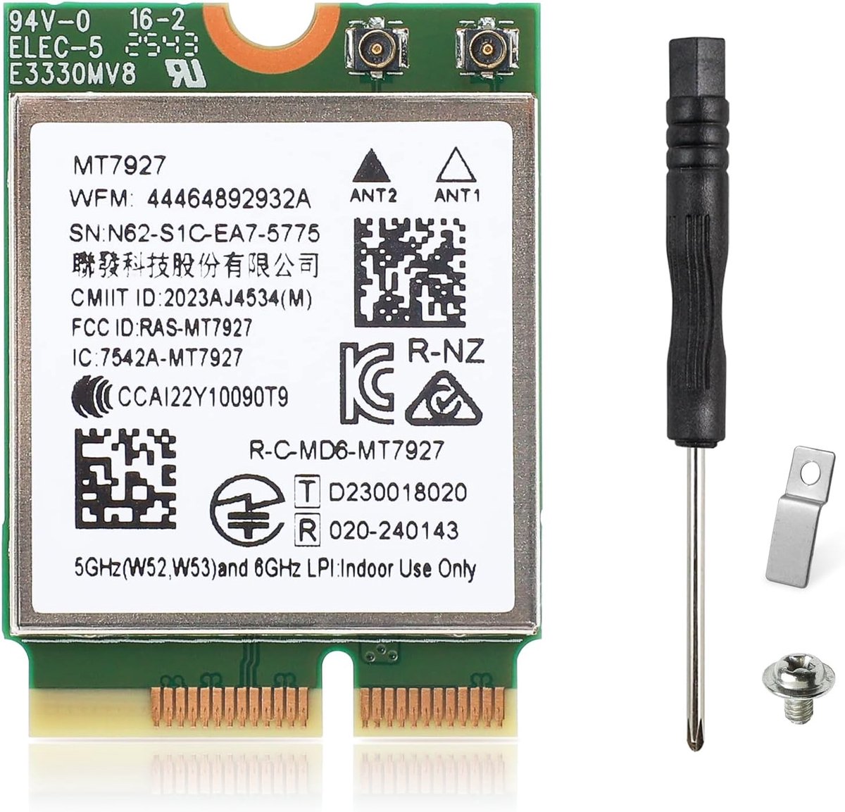 Draadloze Netwerkkaart - Wifi Module - Snelle Internetverbinding - Tri-Band Wifi 7 - M.2 2230 - Zwart