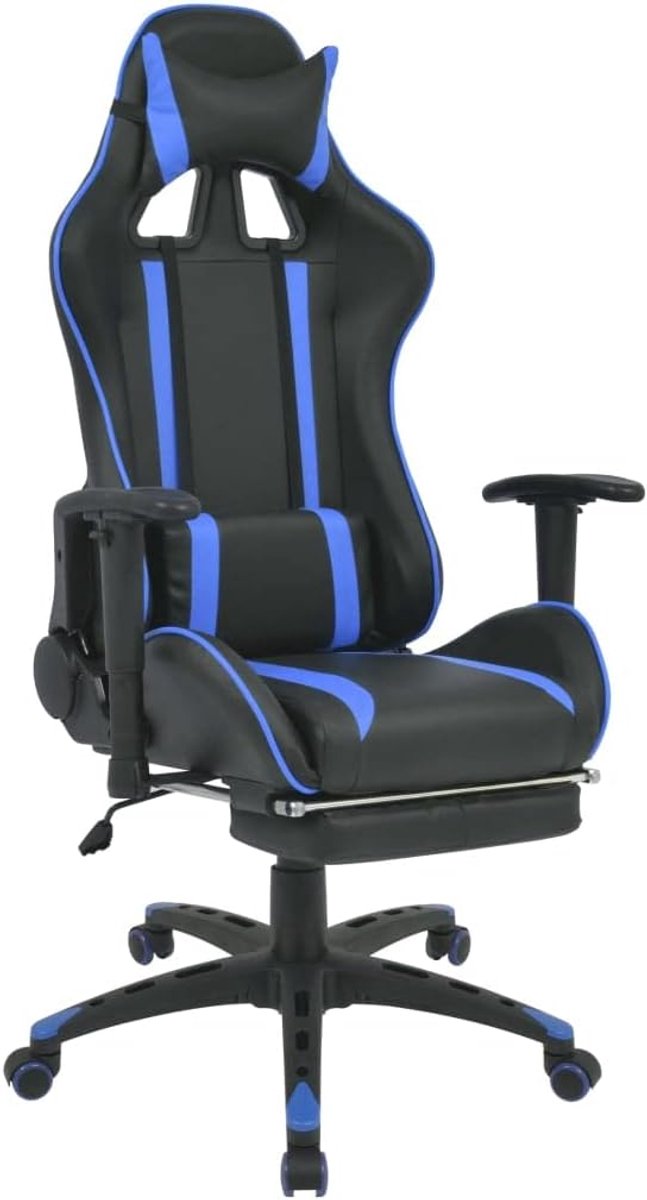 Bureaustoel Ergonomisch - Draaistoel Computerstoel - Comfortabel Werken - Verstelbare Voetensteun - 70x71x136 cm - Blauw