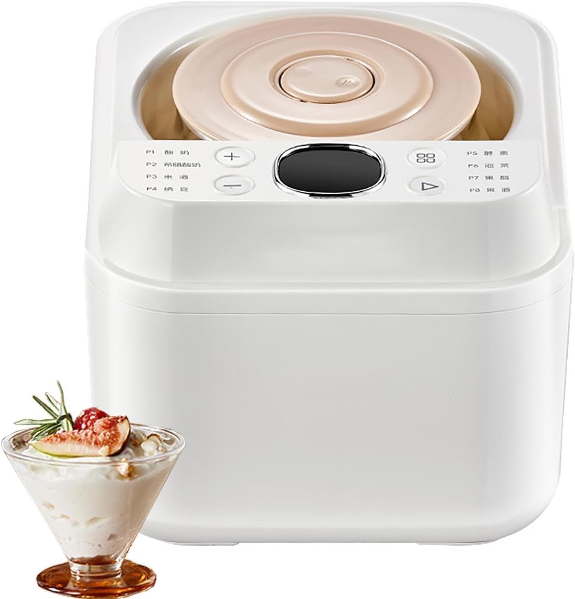 Yoghurtmaker Glazen Potten - Zelfgemaakte Yoghurt - Gezond Eten - Consistente Verwarmingstechnologie - 1 Liter - Wit