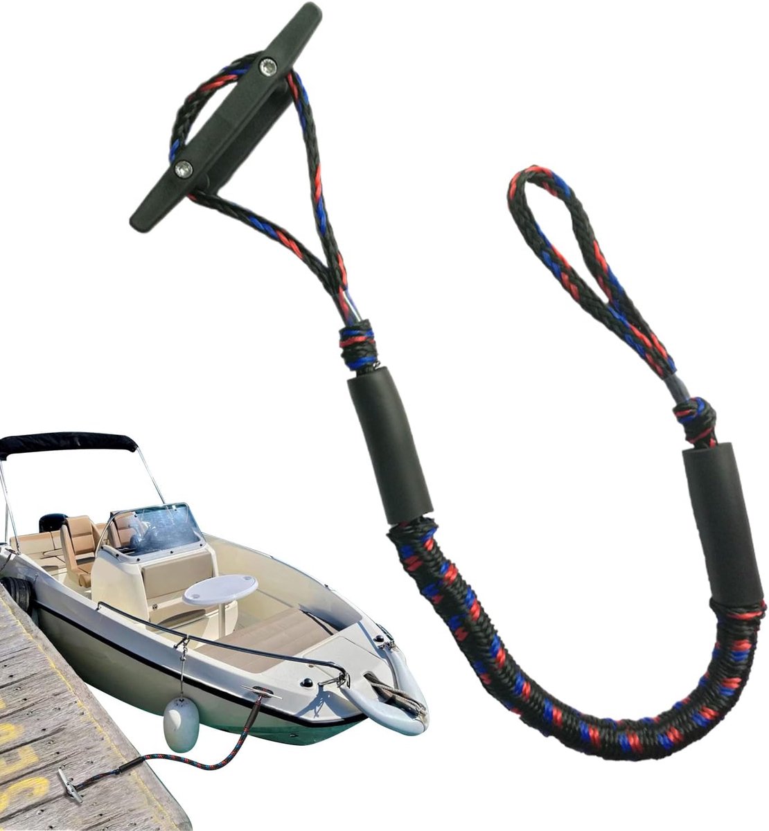 Boot aanmeerlijnen - Watersport touwen - Veilig aanleggen - Getijdenkracht compensatie - 120 cm - Zwart