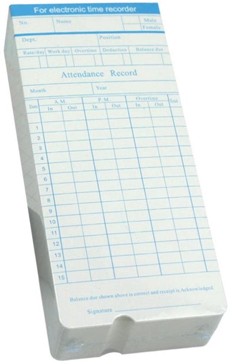 Aanwezigheidskaarten NTHProducts - 100 Bladjes Ideële Hoeders