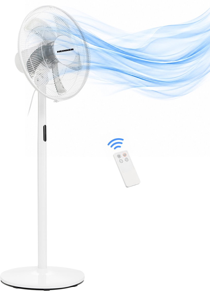 Heinner Staande Ventilator 3-in-1 – Verstelbare Hoogte – 48 W – 8 Snelheidsstanden – 8 Uurs Timer – LED-display – Afstandsbediening – Wit