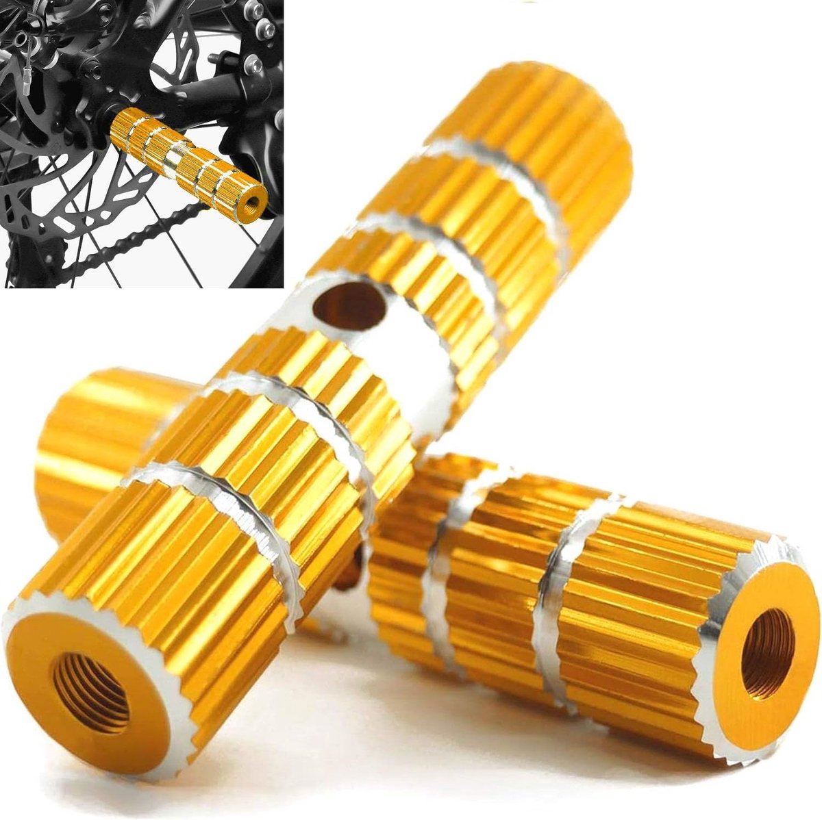 Fiets Pegs - Voetsteunen Fiets - Fiets Tricks - Hoge Sterkte Aluminium - 100mm Lang - Goud
