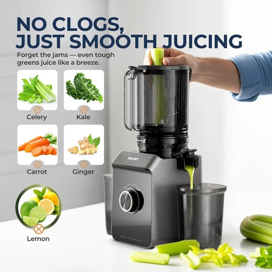 Archi Slow Juicer - Blender - Mixer - Filtervrij - 150W - Grote Vulopening - Koud Persen - Zelfreinigend - BPA-vrij - Zwart van Archi — afbeelding 2